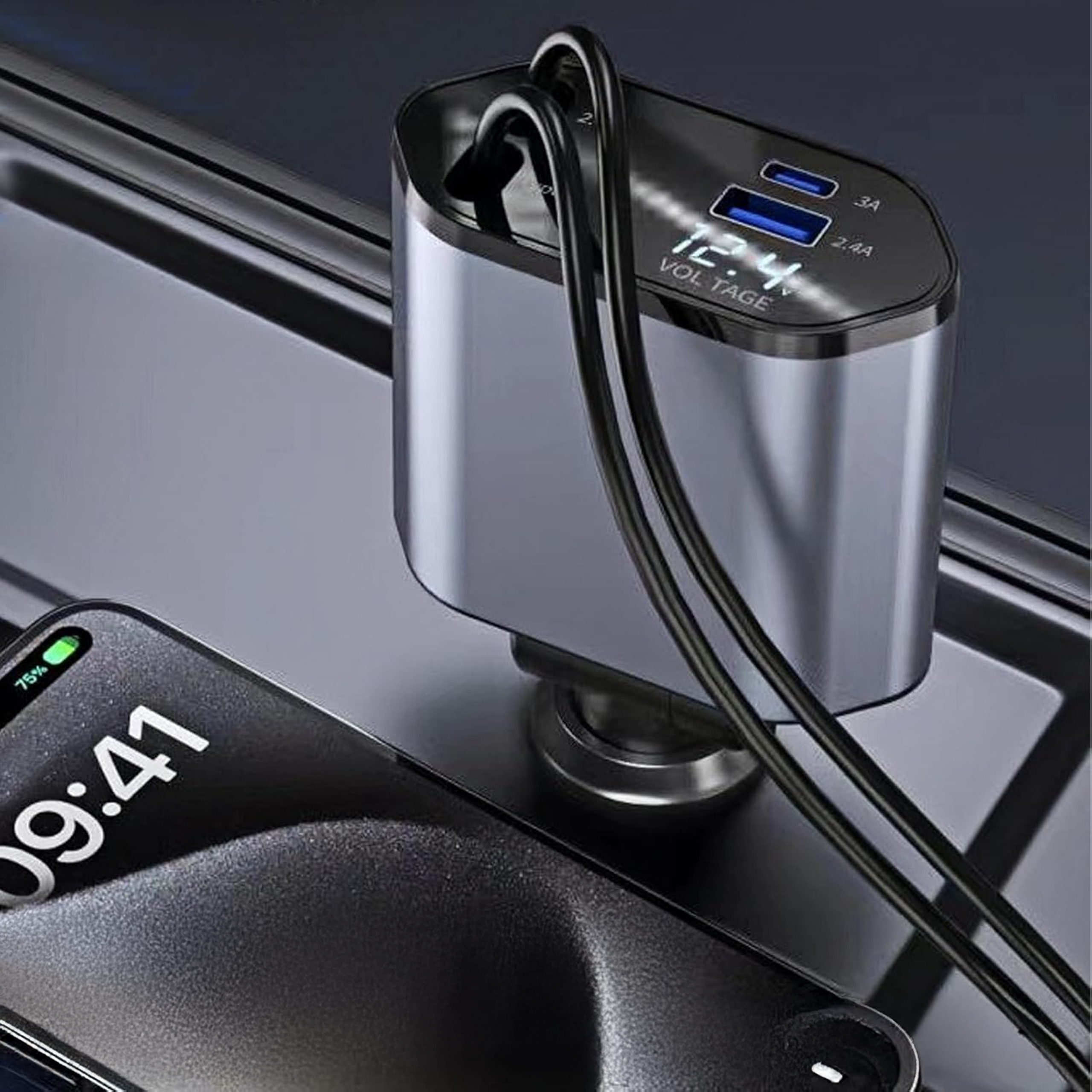 Ładowarka Samochodowa USB C IOS Przegub Zwijak 100W Szybkie Ładowanie 80 cm - obrazek 11