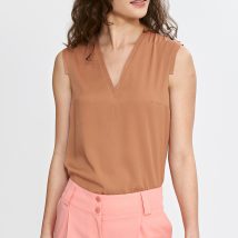 Bluzka bez rękawów z dekoltem V B191 Carmel – Nife