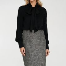 Wiskozowa bluzka z szarfą B204 Black – Nife