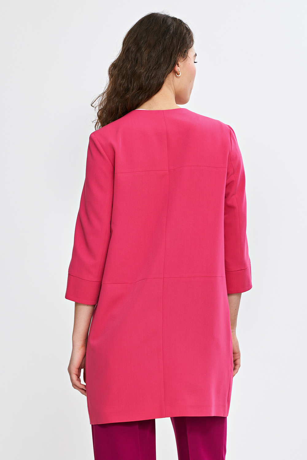 Dłuższa marynarka z przeszyciami z rękawem 3/4 Z80 Pink - Nife - obrazek 4