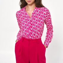 Elegancka bluzka z długim rękawem we wzór B150 Wzór – Nife