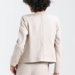 Żakiet typu chanel lniany Z54 Beige - Nife - obrazek 4