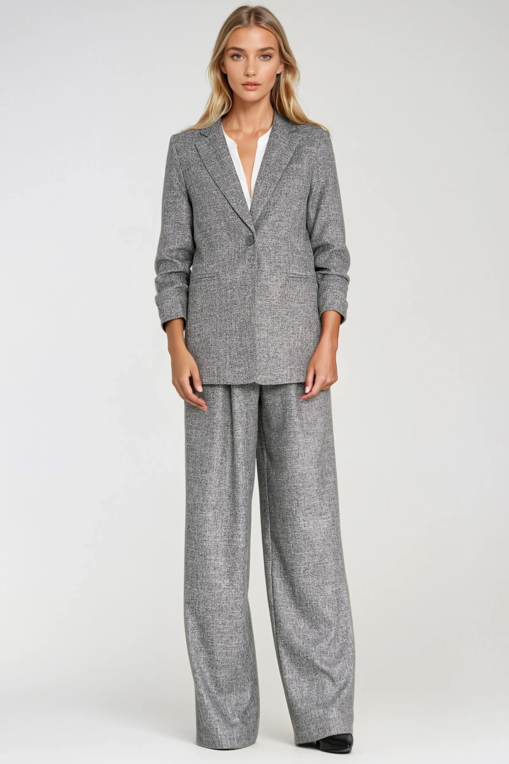 Marynarka z zakładkami na rękawach Z82 Grey Melange - Nife - obrazek 3