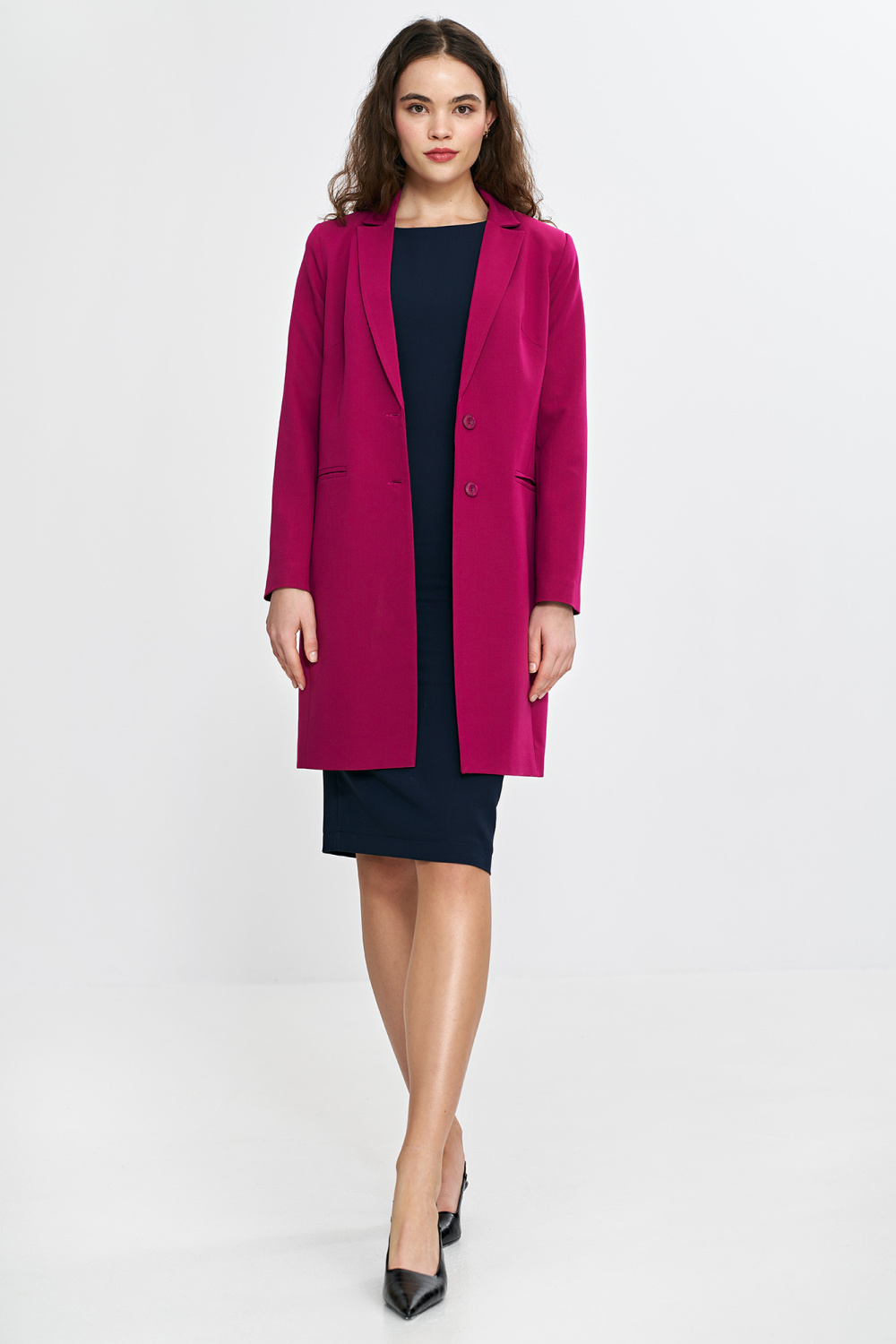 Marynarka płaszczyk Z81 Fuksja - Nife - obrazek 3