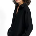 Czarna wiskozowa koszula K73 Black - Nife - obrazek 5