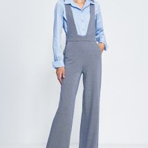 Kombinezon na szelkach w granatową jodełkę KM32 Navy – Nife