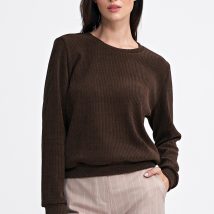 Bluza z dzianiny prążkowanej z długim rękawem BL08 Brown – Nife