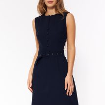 Sukienka Granatowa elegancka sukienka bez rękawów S263 Navy – Nife
