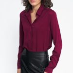 Bordowa koszula z wiskozy K72 Bordo - Nife