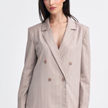 Marynarka oversize dwurzędowa prążek Z71 Beige – Nife