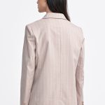 Marynarka oversize dwurzędowa prążek Z71 Beige - Nife - obrazek 4