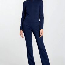 Granatowy kombinezon z zamkiem na dekolcie KM37 Navy – Nife