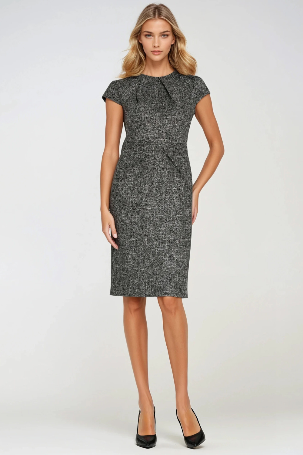 Sukienka z zakładkami na dekolcie Z275 Black - Nife - obrazek 3