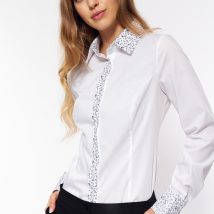 Koszula z wzorzystymi wstawkami K85 White – Nife
