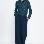 Zielona wiskozowa koszula w groszki K69 Green - Nife - obrazek 3