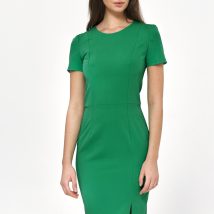 Sukienka Zielona wizytowa sukienka z krótkim rękawem S219 Green – Nife