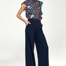 Spodnie Granatowe spodnie typu palazzo SD89 Navy – Nife