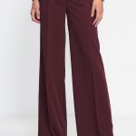 Bordowe spodnie typu wide leg SD81 Bordo - Nife