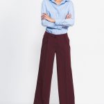 Bordowe spodnie typu wide leg SD81 Bordo - Nife - obrazek 3