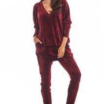 Spodnie Damskie Model A377 Bordo Welur – awama
