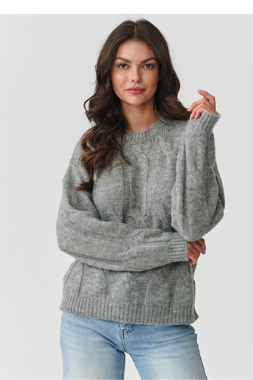 Sweter Damski Model S169 Grey Melange - Makadamia