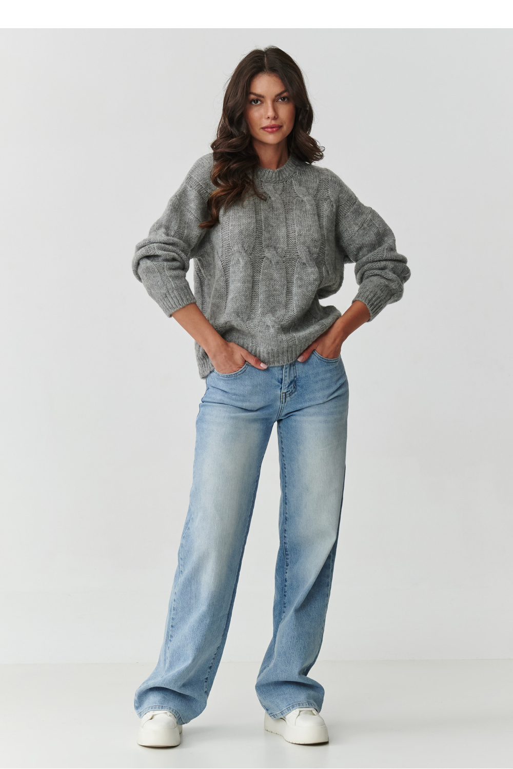 Sweter Damski Model S169 Grey Melange - Makadamia - obrazek 3