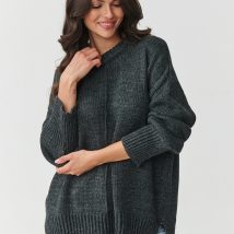 Sweter Damski Model S159 Grafit Melange – Makadamia