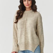 Sweter Damski Model S159 Beige Melange – Makadamia