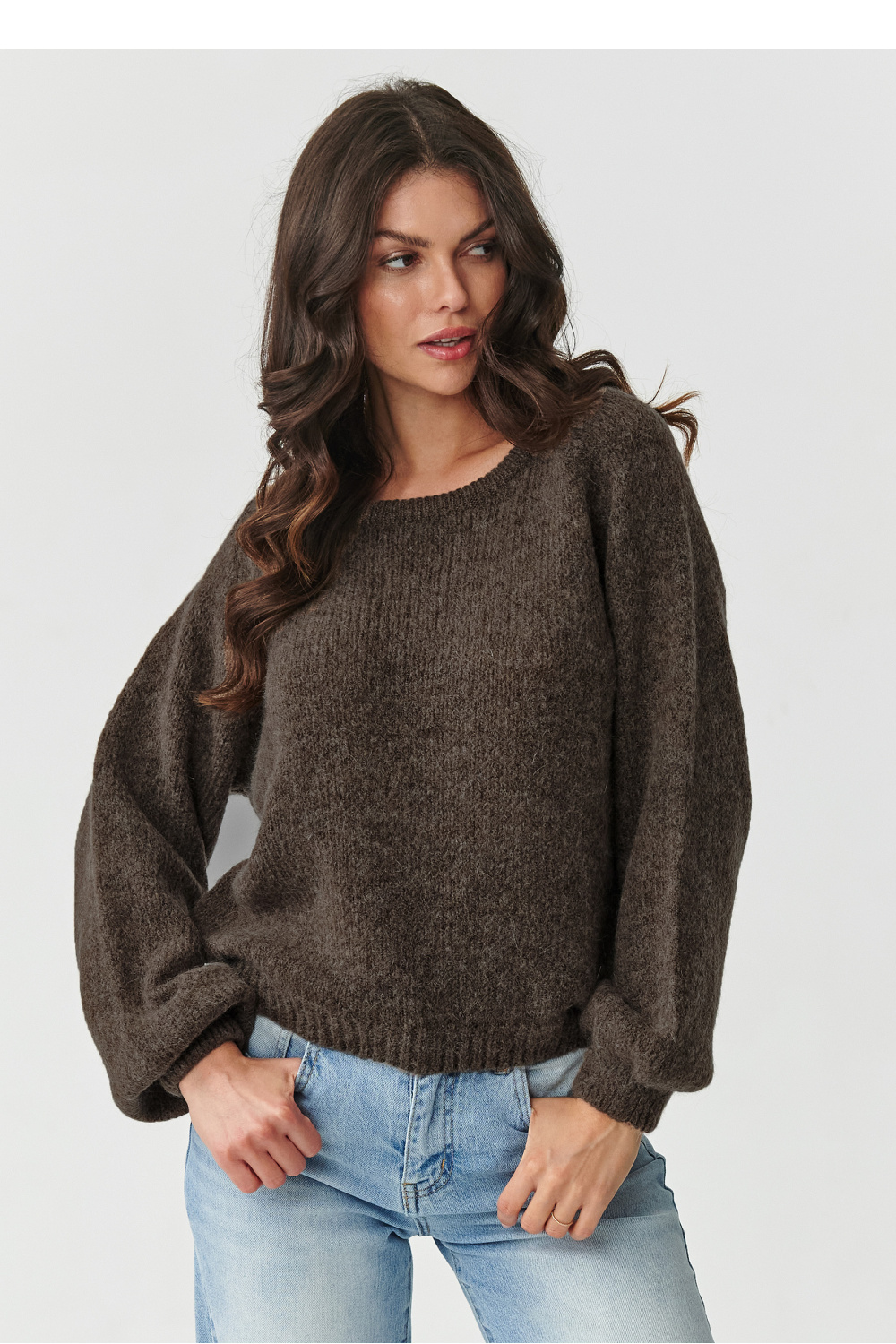 Sweter Damski Model S168 Ziemisty Brąz - Makadamia