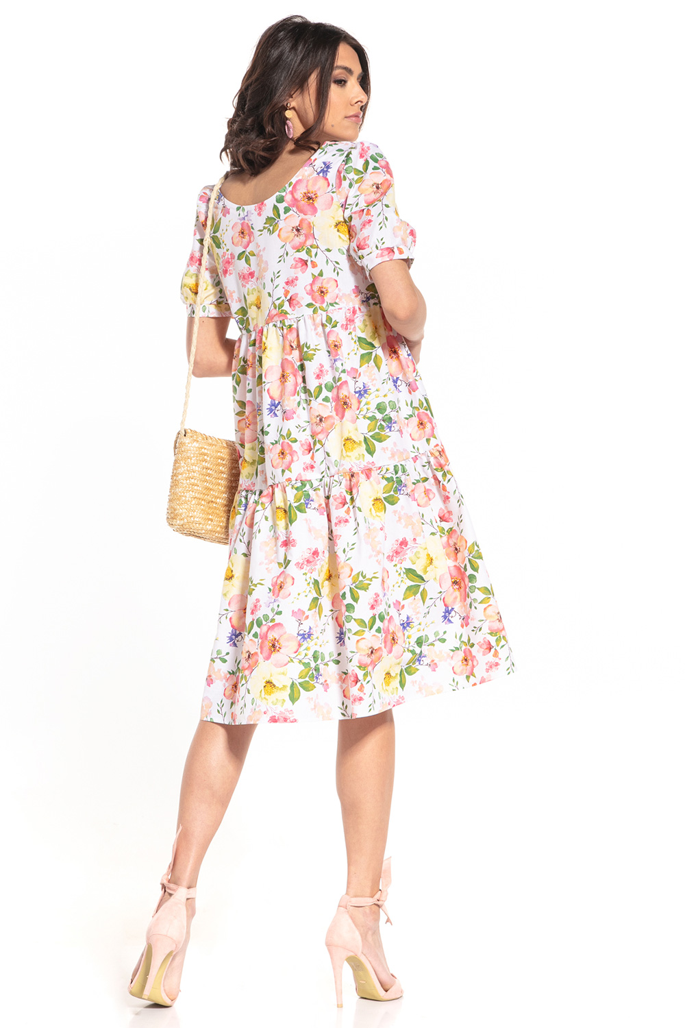 Sukienka Model T344/2 Wielokolorowe Kwiaty - Tessita - obrazek 3