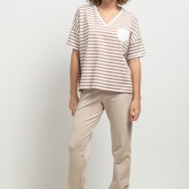 Bluzka Model T393/12 White/Beige Paski – Tessita