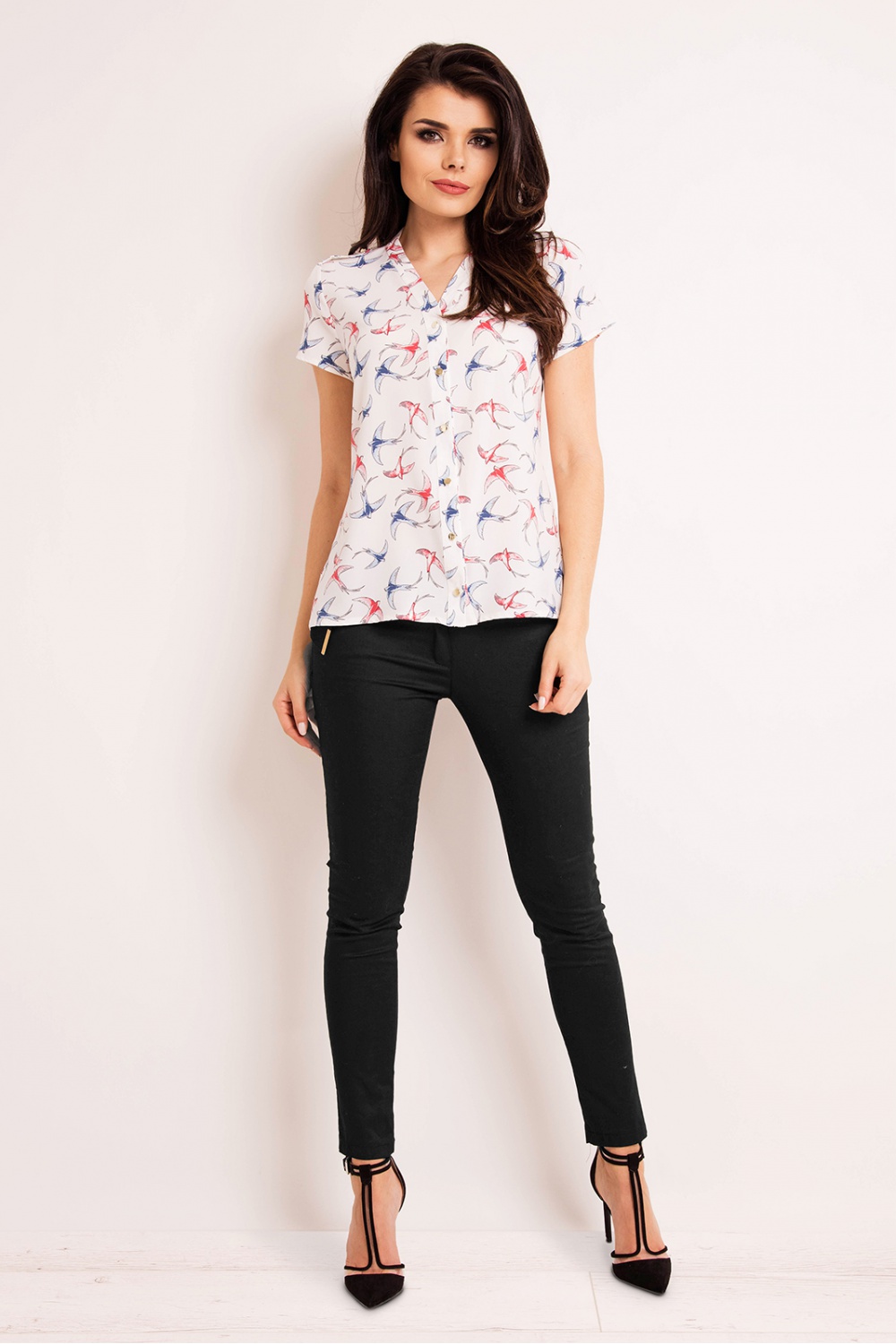 Koszula Damska Model M127 Ecru Ptaki - Infinite You