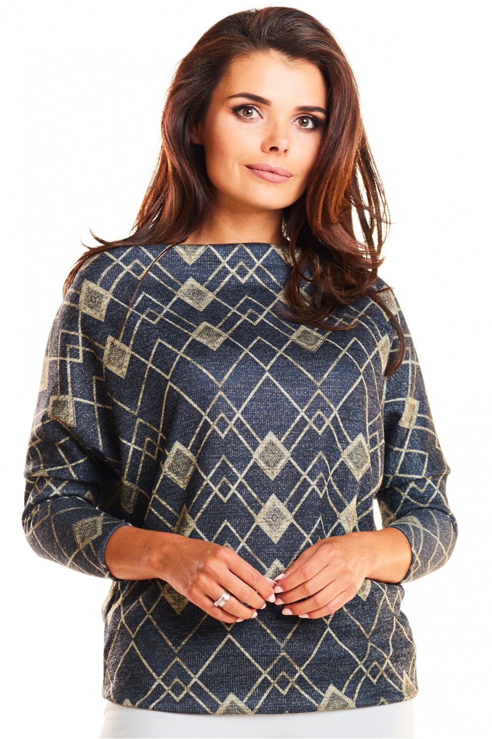 Bluzka Model M187 Navy/Yellow Romby - Infinite You