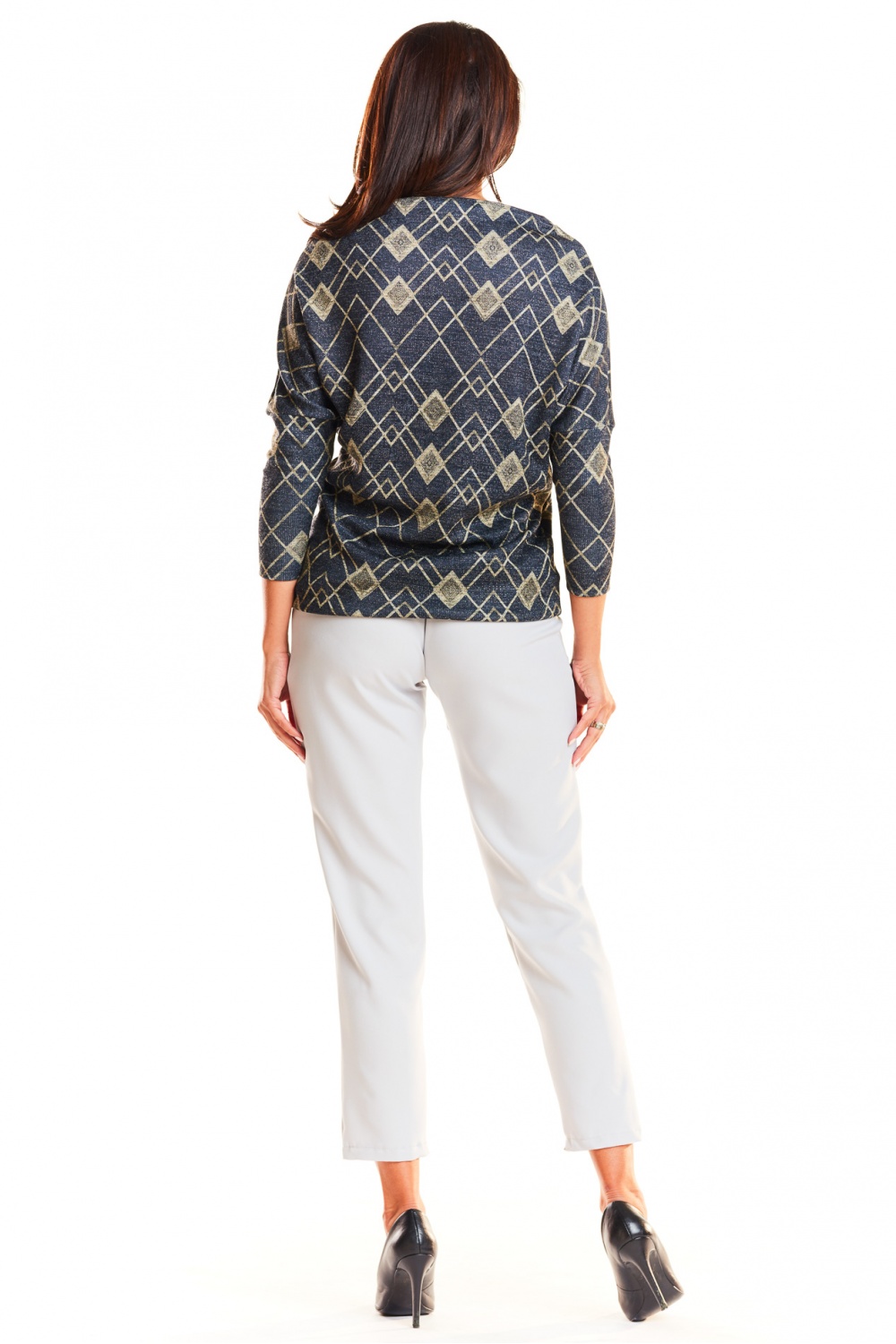 Bluzka Model M187 Navy/Yellow Romby - Infinite You - obrazek 4