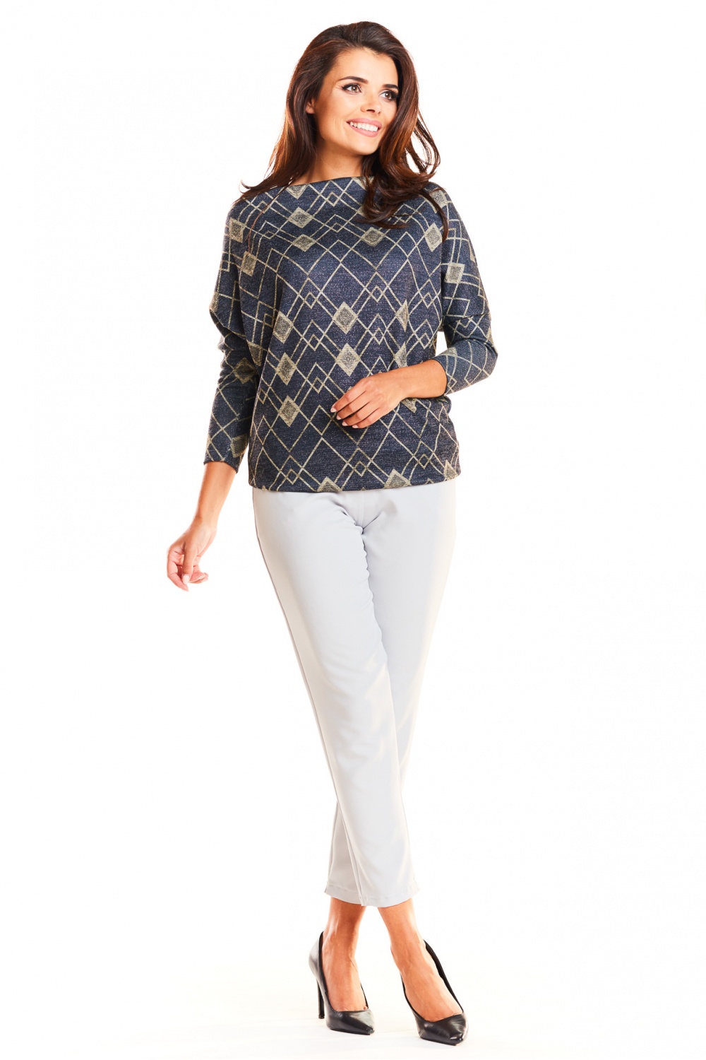 Bluzka Model M187 Navy/Yellow Romby - Infinite You - obrazek 5