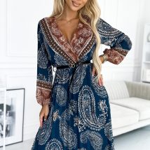 Sukienka Model 510-1 Blue/Brown Wzór – Numoco