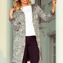 Sweter Kardigan Model 218-1 Wzór Black/White/Grey – Numoco