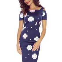 Sukienka Model 440-3 Navy/Flowers – Numoco