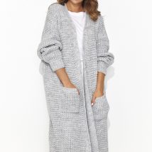 Sweter Kardigan Model NU_S99 Grey Melange – Numinou