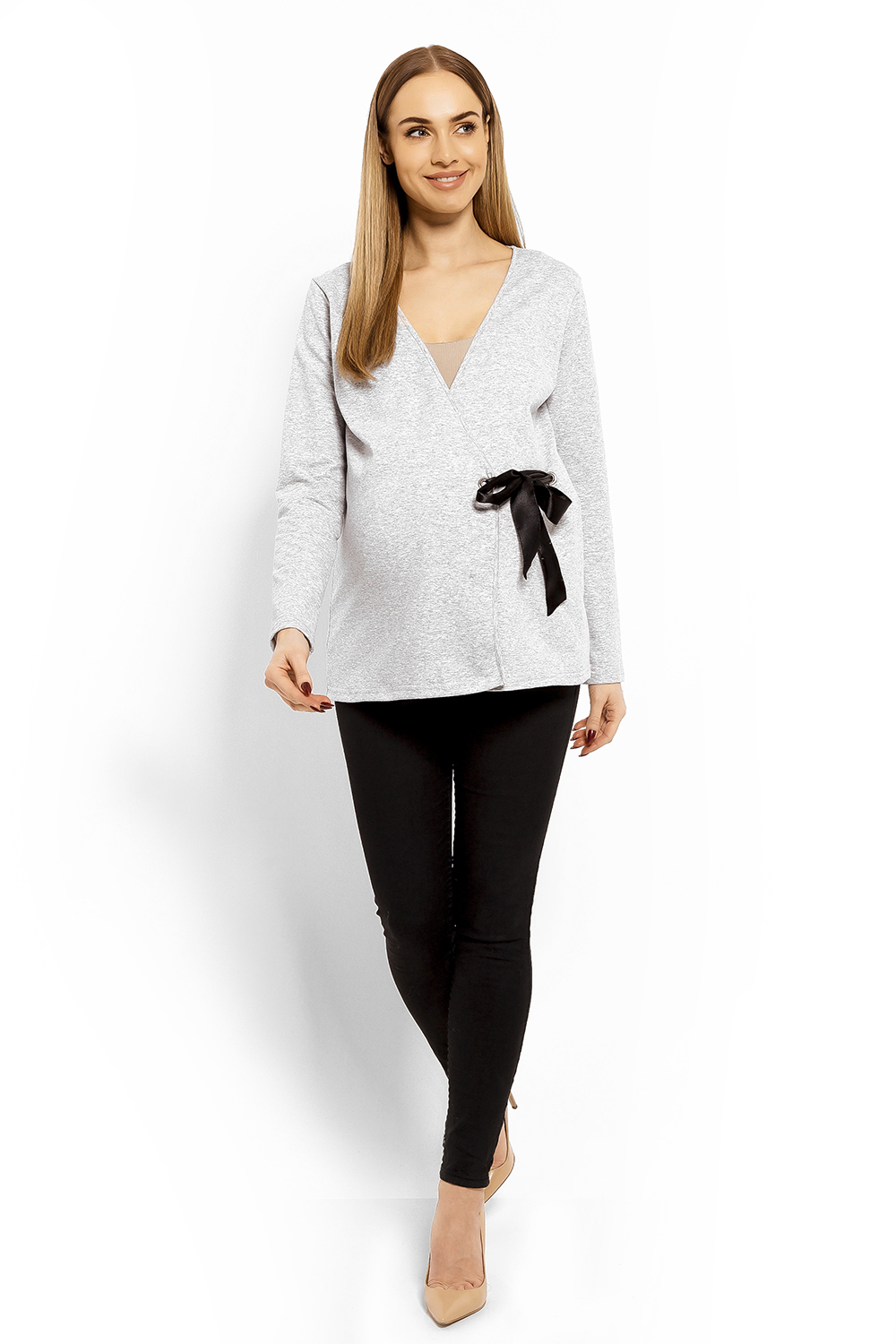 Bluzka Ciążowa Model 1626C Light Grey - PeeKaBoo - obrazek 3