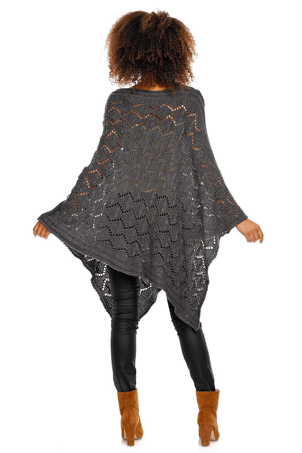 Sweter Poncho model 30012 Graphit - PeeKaBoo - obrazek 5