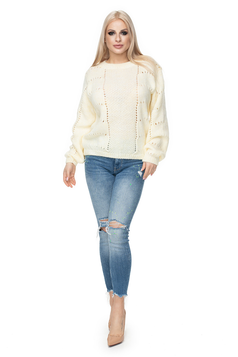Sweter Damski Model 30059 Cream - PeeKaBoo - obrazek 3