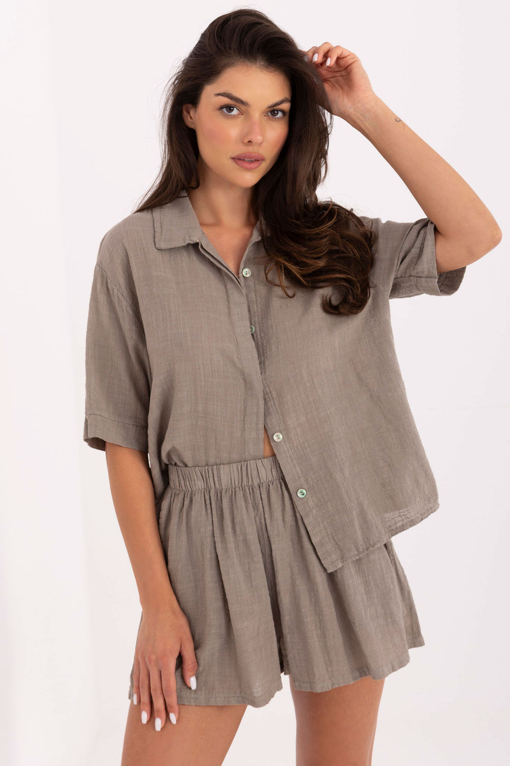 Spodnie Komplet Model TW-KMPL-BI-30480.90 Dark Beige - Och Bella