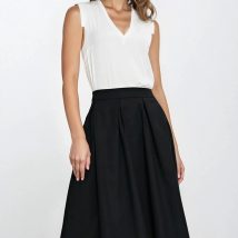 Spódnica midi z rayonu z zakładkami SP82 Black – Nife
