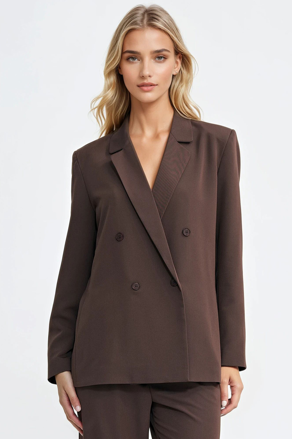 Marynarka oversize dwurzędowa Z88 Brown - Nife