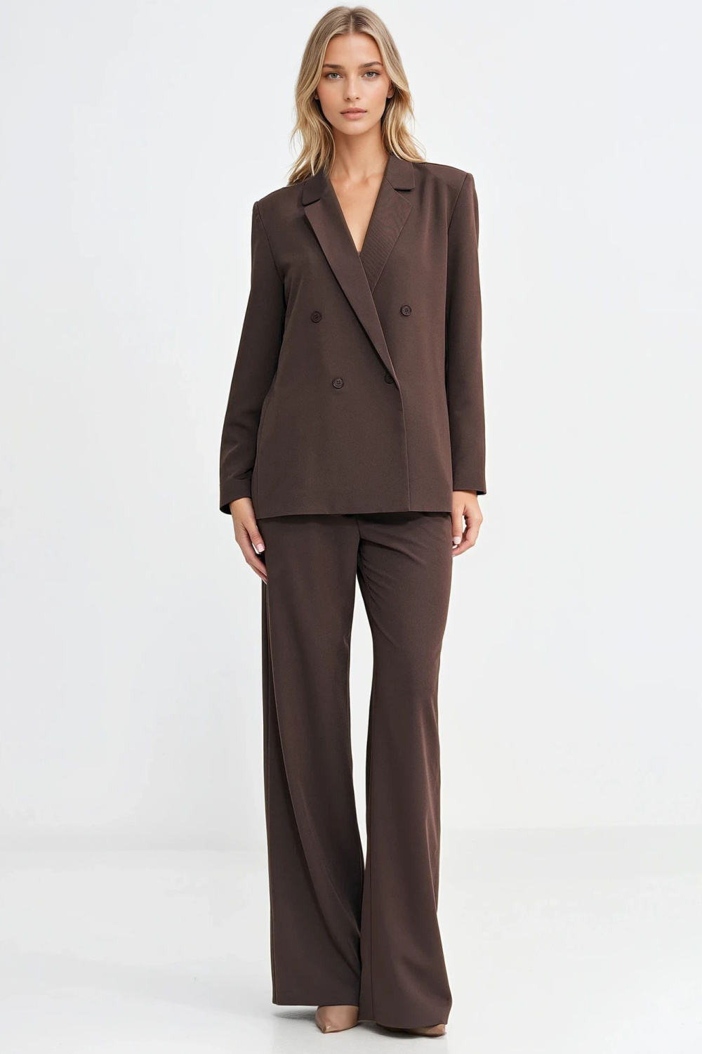 Marynarka oversize dwurzędowa Z88 Brown - Nife - obrazek 3