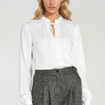 Bluzka z wiązaniem pod szyją B203 Ecru – Nife