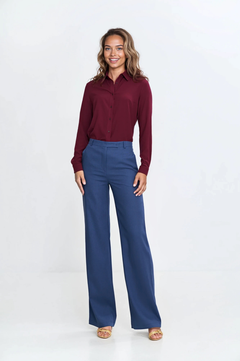 Klasyczna koszula z wiskozy K87 Bordo - Nife - obrazek 3