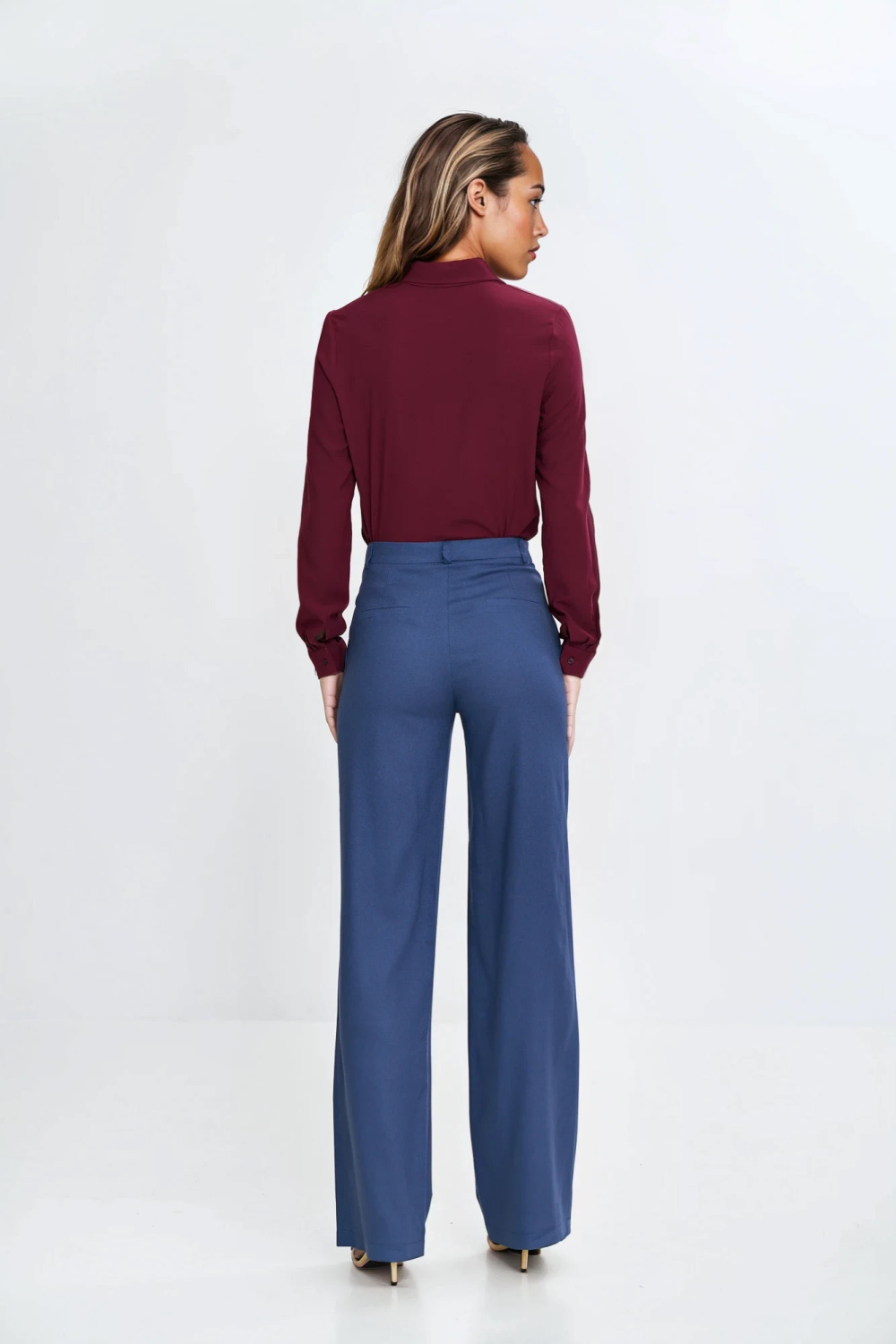 Klasyczna koszula z wiskozy K87 Bordo - Nife - obrazek 4