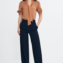 Spodnie bootcut z krytym guzikiem SD110 Navy – Nife